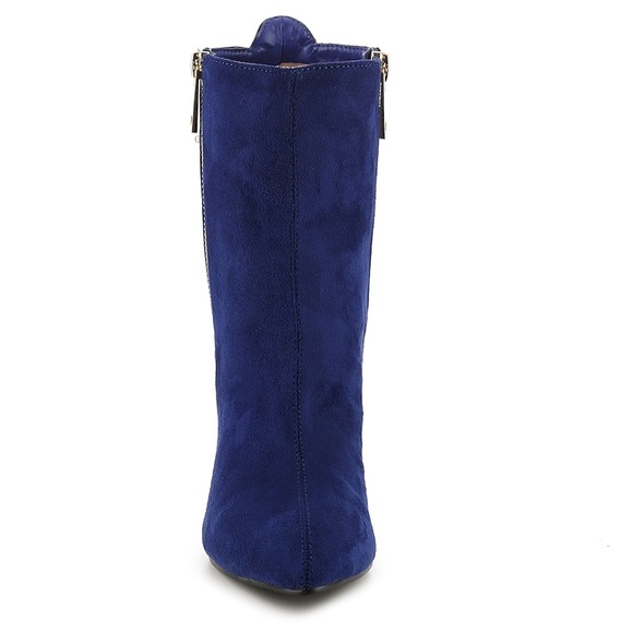 Ultra Blue Suede Gold Zip Detailed Boot NWOB - Picture 5 of 9